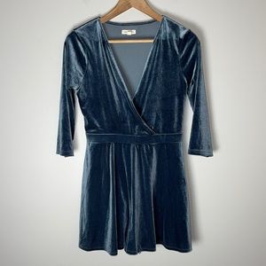 Silence + Noise Blue Velvet Shorts Romper Medium